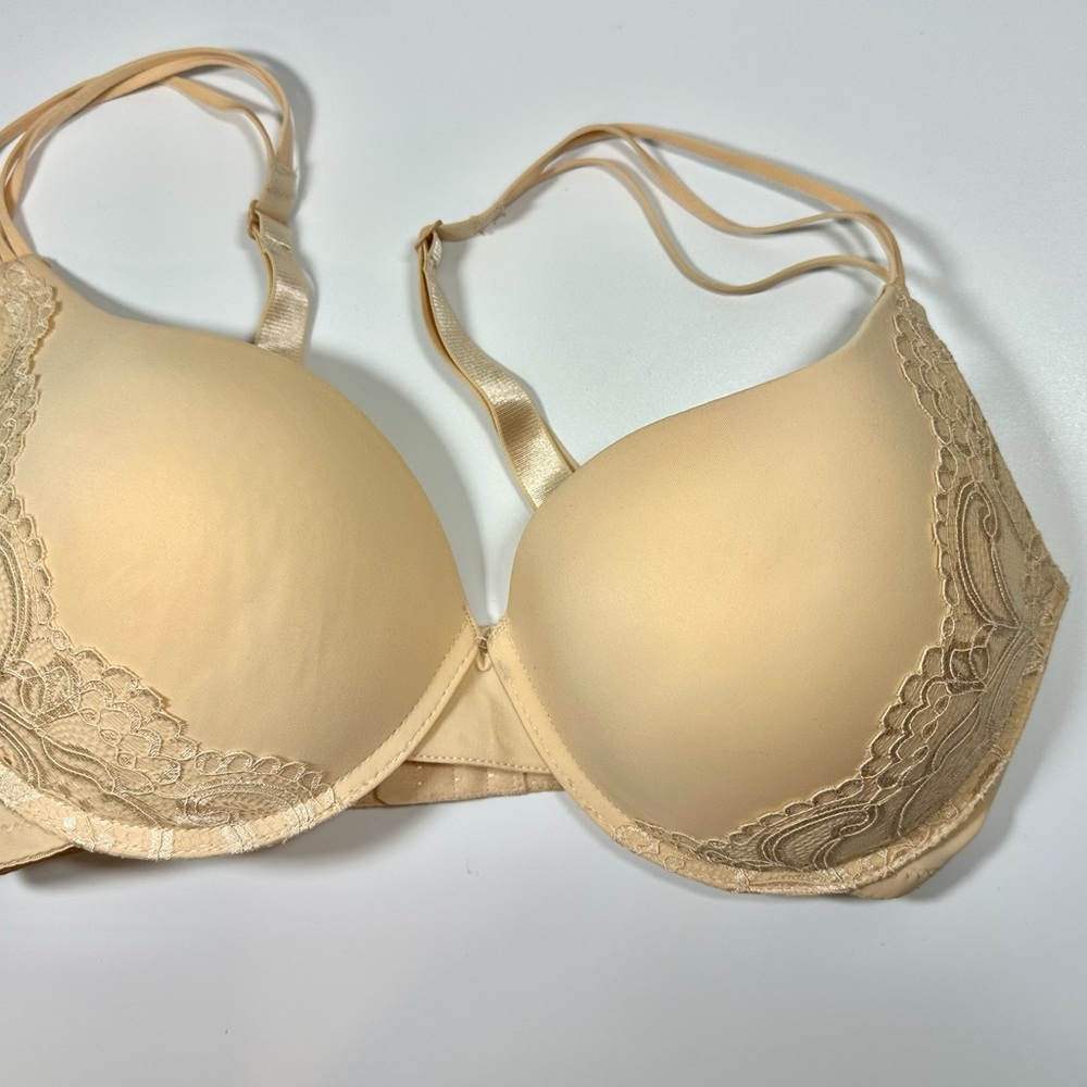 38D push-up underwire - I Lumie. Light beige, padded Lace Trim Bra EUC